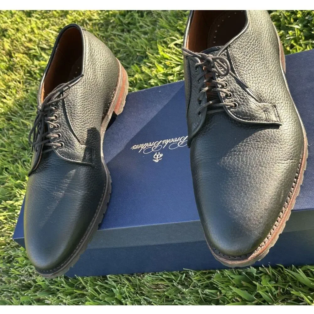 Brooks Brothers Men’s 11 E Black Pebble Leather Derby Shoes Made in USA Lug Sole